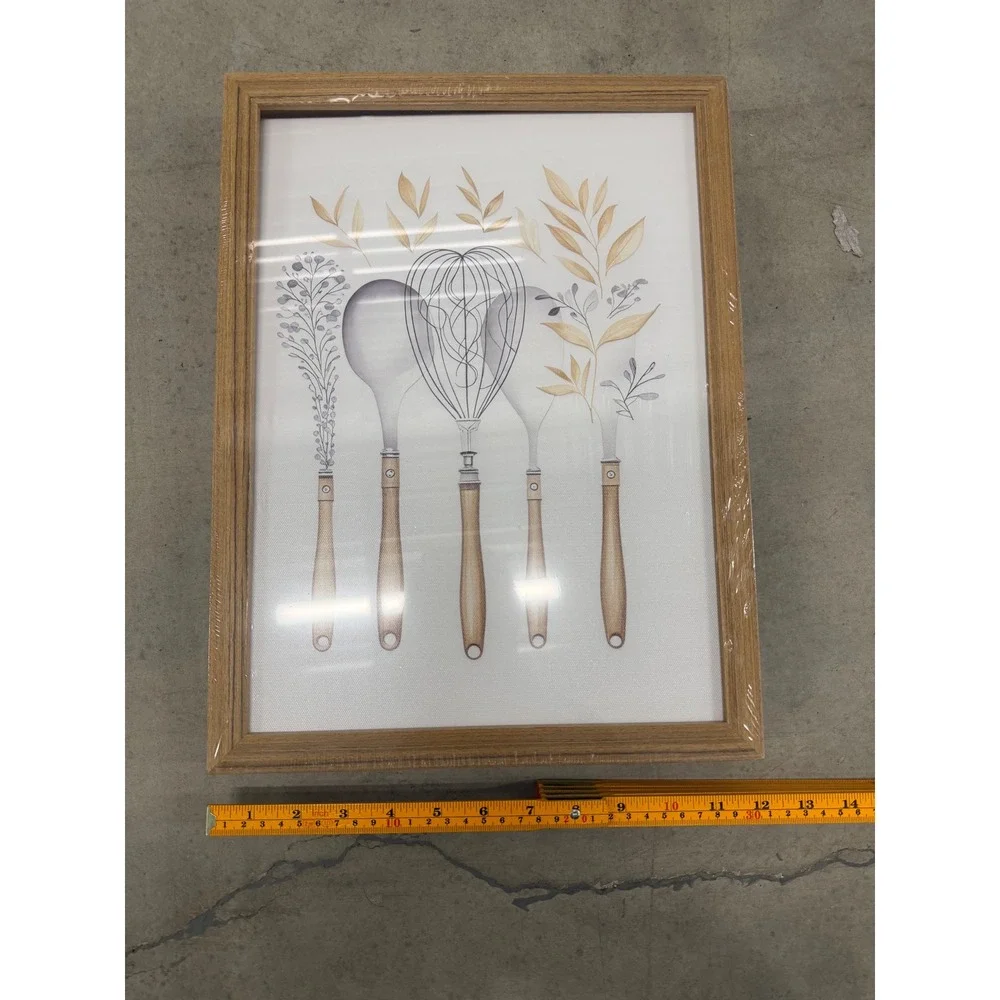 3 Piece Botanical Kitchen Wall Art Set Watercolor Eucalyptus Wood Frames 12x16